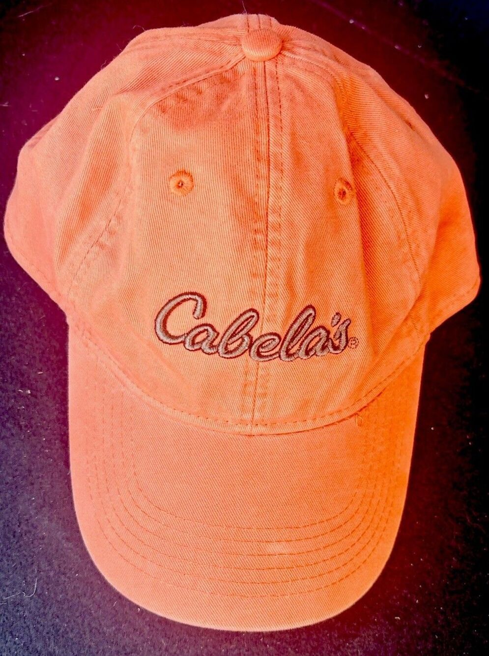 Cabela’s Adjustable Baseball Cap Hat Coral Salmon Orange Embroidered Logo OSFM